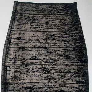 Black and Silver Foil Stretch Metallic Skirt